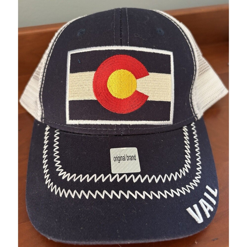 Colorado State Flag Patch Dark Blue Snapback Trucker Hat‎ NWT Vail